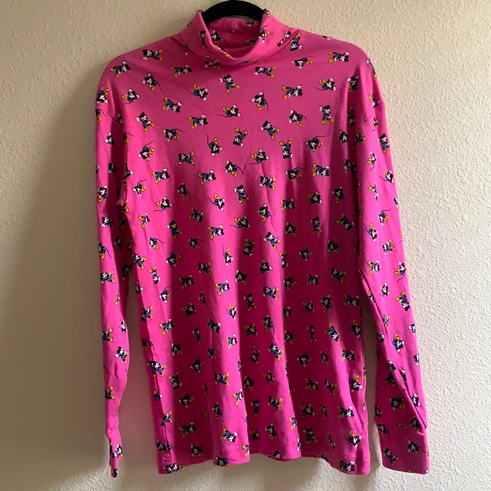 Vintage Disney Mickey & Co pink turtleneck top